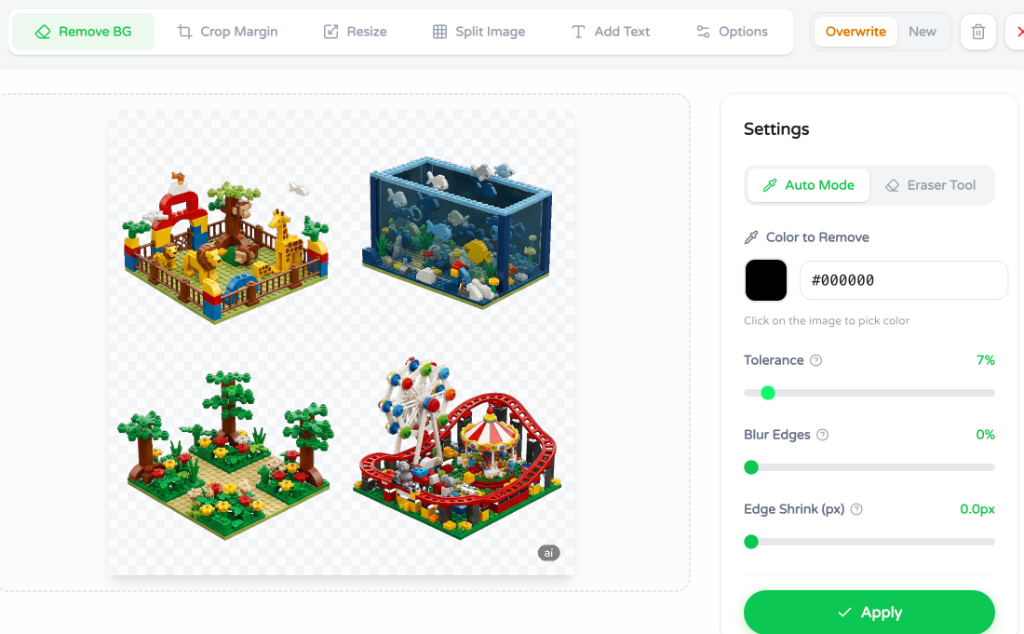 Color Key Removal Interface